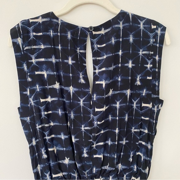 NWT Evereve Avaline Skort Romper Small Navy White Geometric Print Wrap Tie - Picture 9 of 16